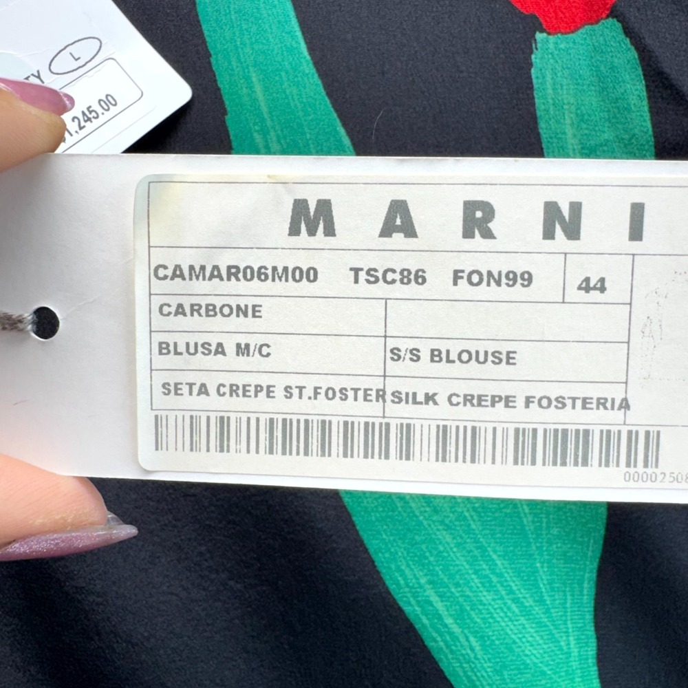 Marni Tulip Floral Blouse Womens IT 44 Black Oversized Designer Art Top Italy 8 - Picture 3 of 11